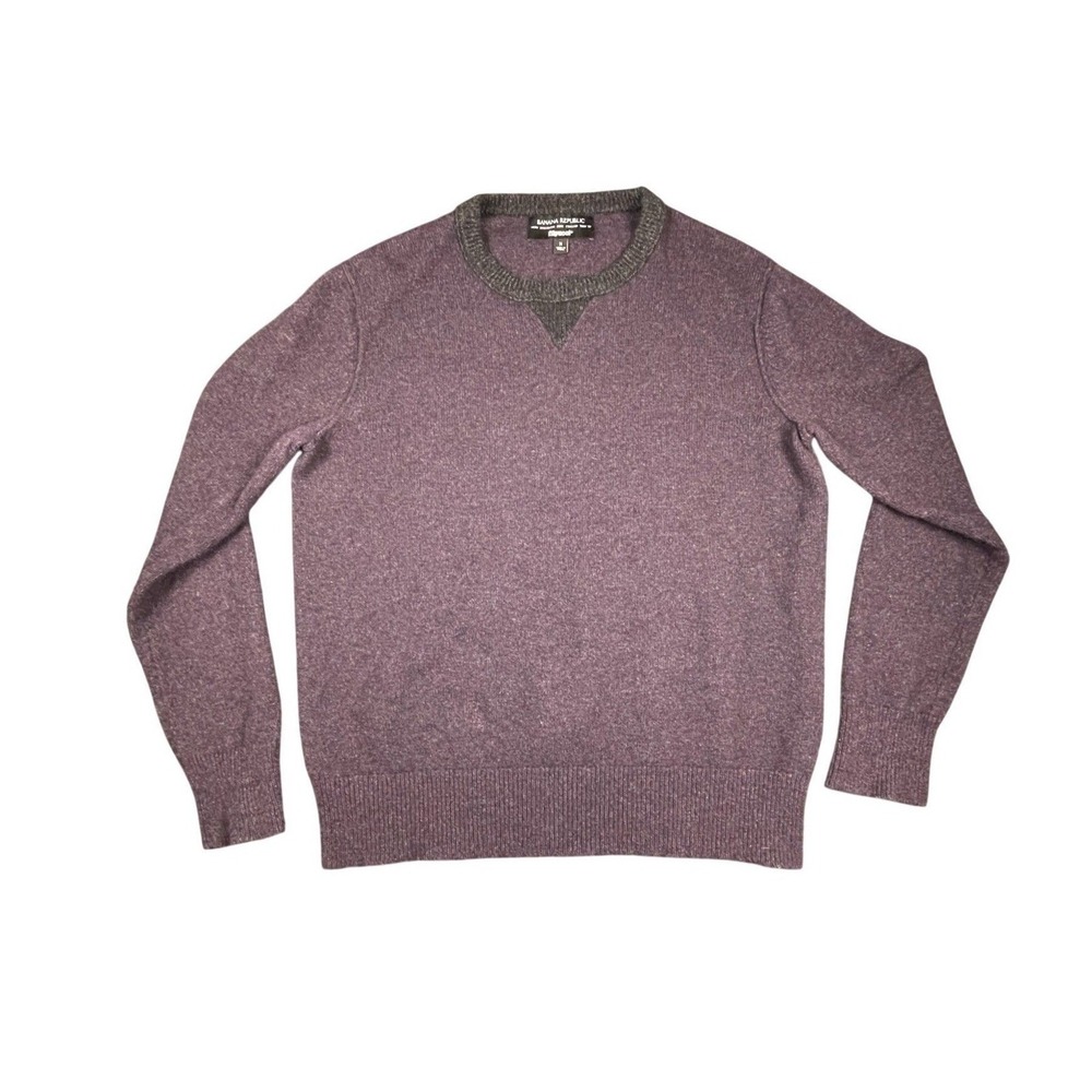 Banana Republic Mens Burgundy Filpucci Italian Yarn Crew Neck Knit Dad Sweater M
